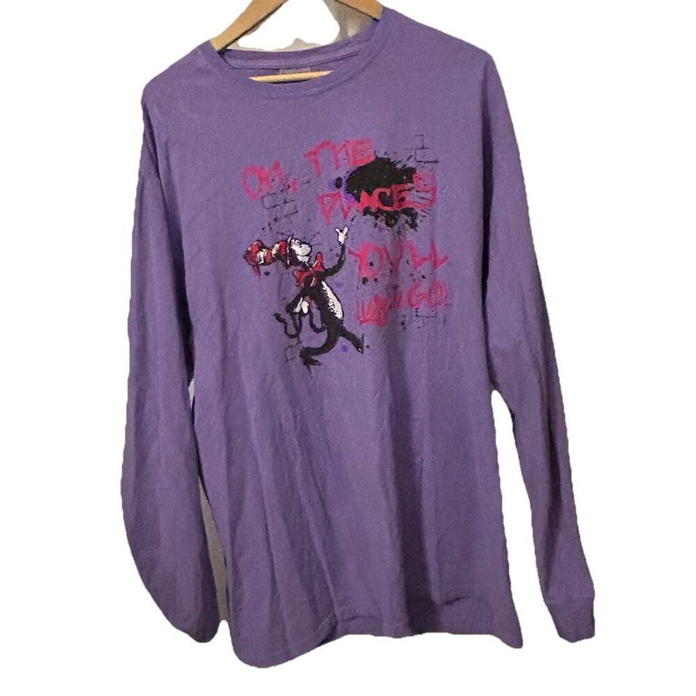 Dr. Seuss's The Cat in The Hat Men's XL Purple Long Sleeve Shirt-00286
